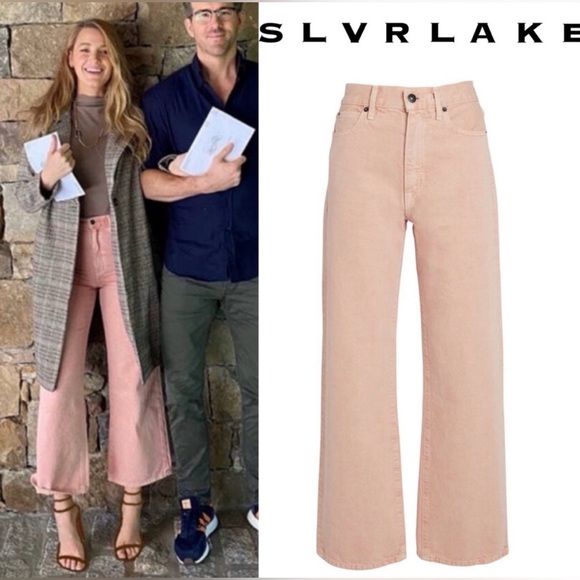 SLVRLAKE Grace Ankle Cropped Dusty Pink Women’s  Flare Wide Leg Jeans Size 24 - Picture 2 of 14